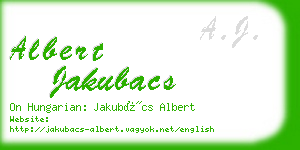 albert jakubacs business card